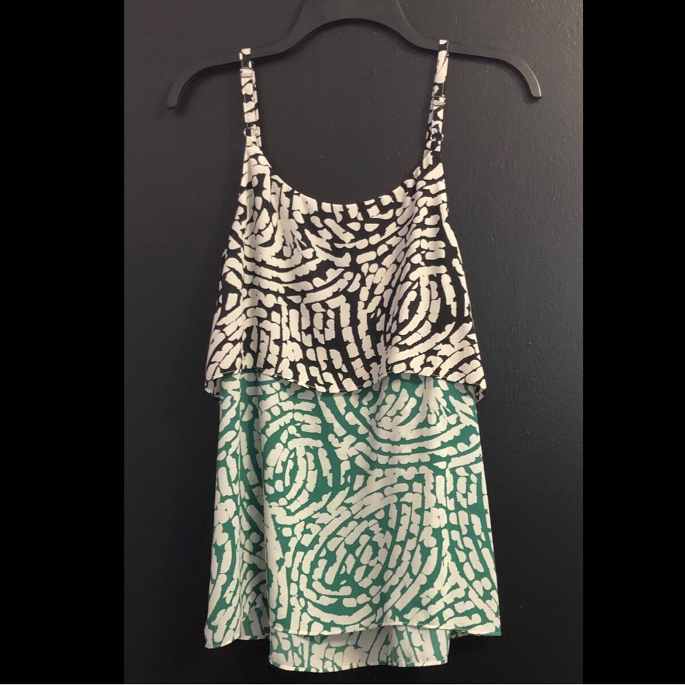 CAbi Black and Green Layered Printed Camisole - Picture 2 of 4